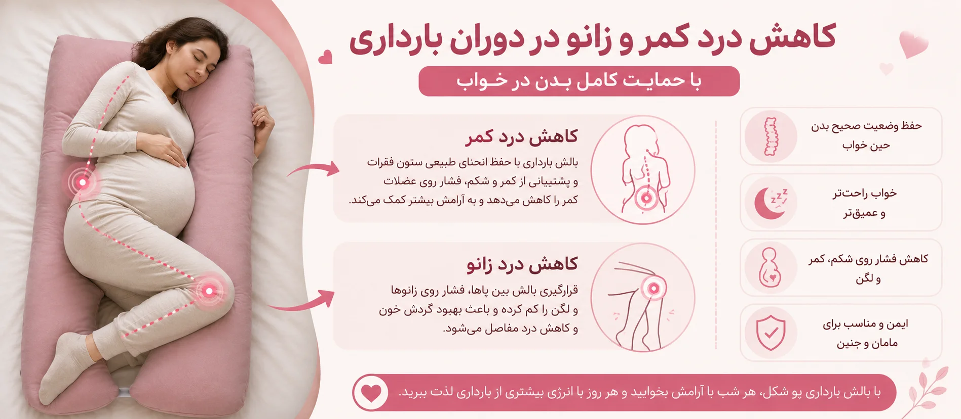ایا استفاده از بالش بارداری یو شکل، باعص کاهش کمر درد میشود؟